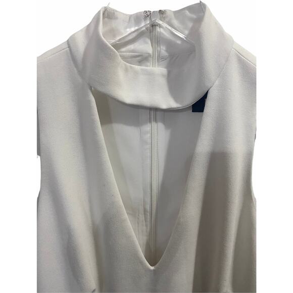 INTERMIX White Sleeveless Cutout Mock Neck Party Night Out Midi Dress Small - Picture 3 of 7